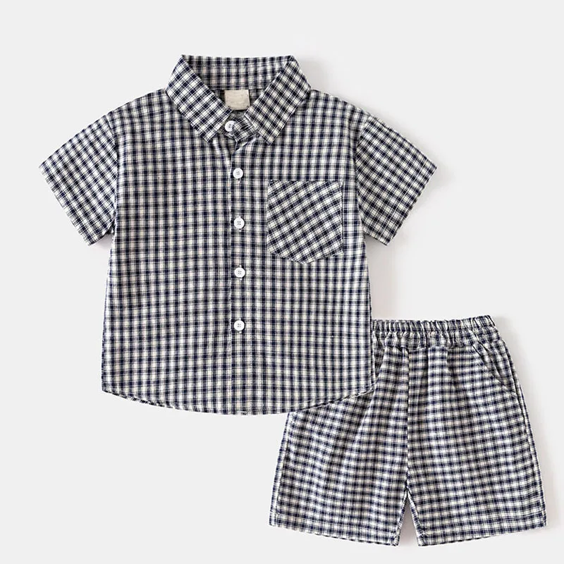 

Черно-синие комплекты одежды для мальчиков, новинка 2026 года, летние костюмы для маленьких мальчиков, размеры 2, 3, 4, 5, 6, 7, 8 лет, наряды с карманами