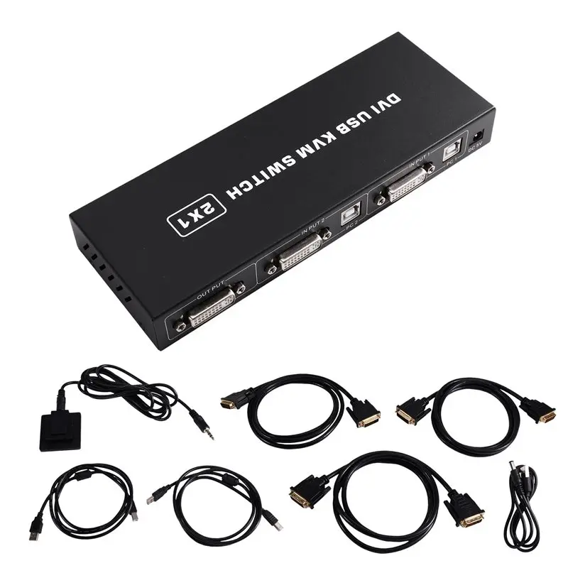 [B24B!】 DVI Splitter 1X2 Switch Switcher 2-In-1 For Display Computer Print Monitor 4K Two Computers Shared