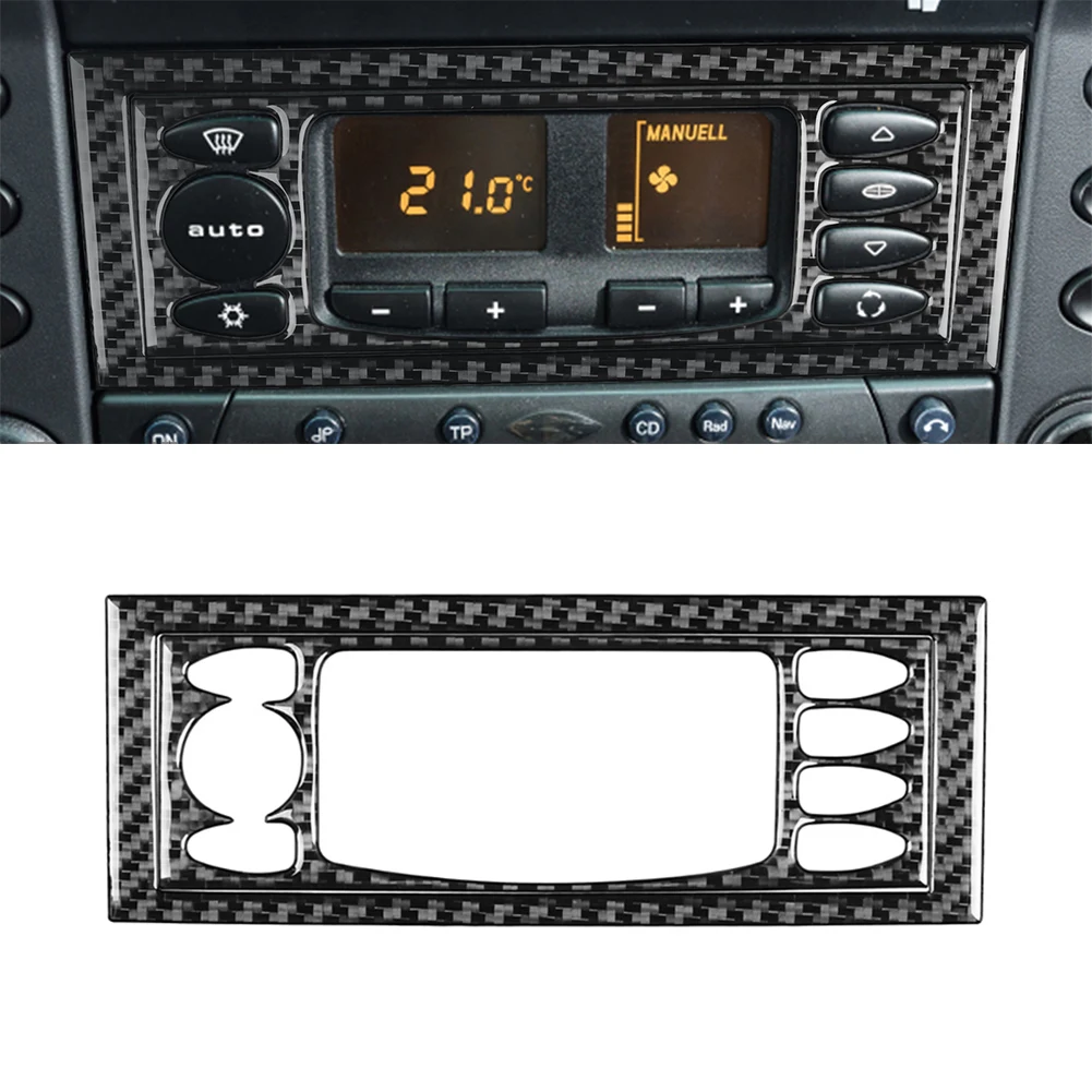 AC Control Panel Trim Switch Adjust Sticker Cover 2Pcs For Porsche Boxster/996 1998-2004 Carbon Fiber Black