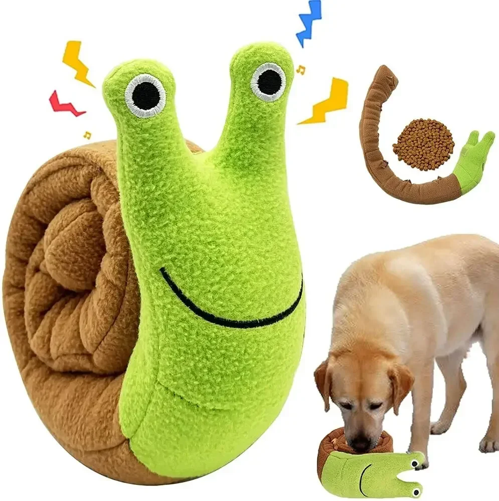 Dog Squeak Toys Pet Sniffing Plush Snails Toys Tibetan Food Molar Puzzle Dog Toys Interactive Dog Puzzle Toy Feeder Pet Supply