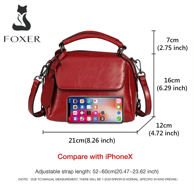 FOXER Women Messenger Bag Lady Fashion Crossbody Shoulder Bags PU Synthetic Leather Handbags Commute Casual Large Capacity Totes