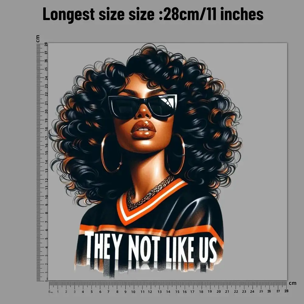 Fashion Sunglasses Black Lady Cool Heat Transfer Patches For Clothing DIY A-Level Washable T-shirts Iron-on Thermal Sticker