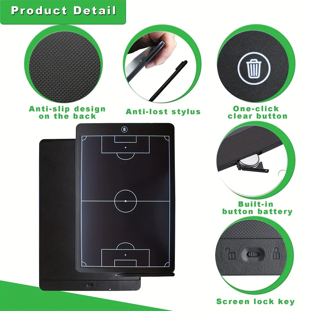 16 Inch LCD Electronic Football Coach Board with Pen Soccer Coaching Board Strategy Marker Board for Soccer Training Equipment