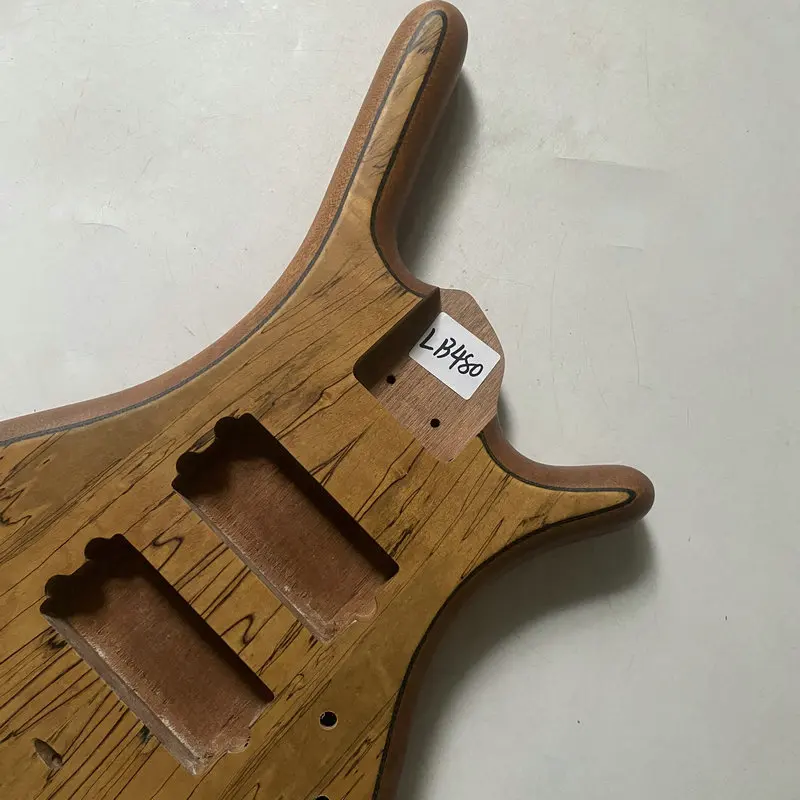 LB480 Natural Solid Spalted Maple Body+Solid Mahogany for 5 String Active Bass Guitar Replace and DIY - view 2