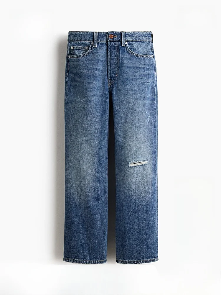 

High Waist Straight Leg Nine Inch Jeans Women's Spring New Sle Casual Cotton Denim Pants High Quali Ladies Faion