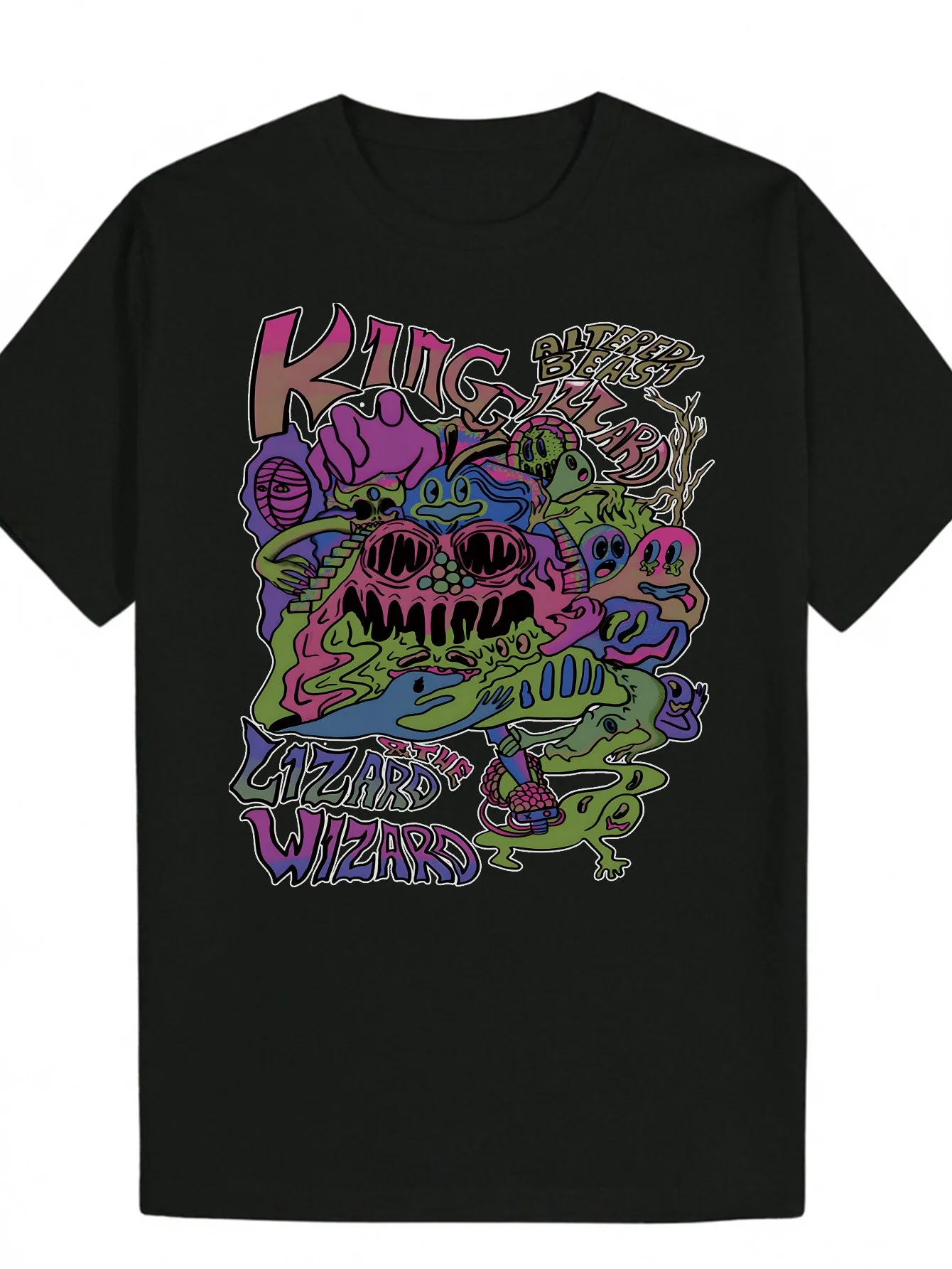 

Men's Horror Black Neon Green Graphic T-Shirt