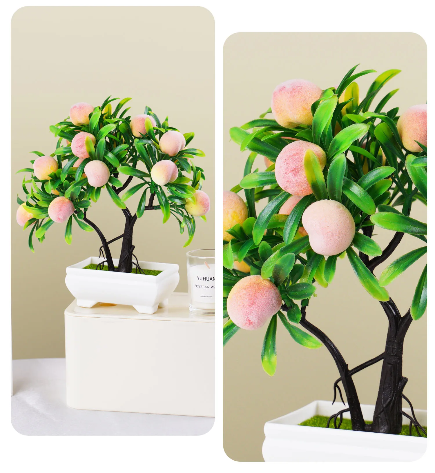 Artificial Fruit Plants Potted Bonsai Ornaments Craft Plant Aesthetic Room Decor Home Wedding Home Office Decoration Accessories