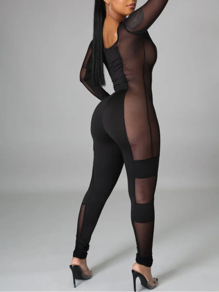 

Женский сексуальный сетчатый прозрачный узкий комбинезон для ночного клуба