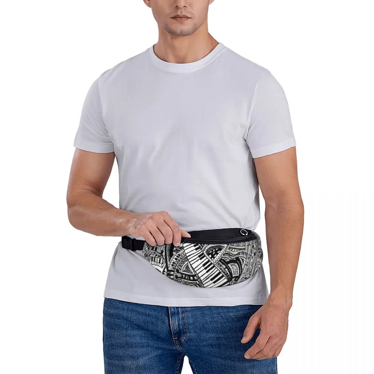 Gedrukt Taille Zakken Klassieke Muziek Doodle Met Piano Toetsenbord Mode Riem Tassen Man Vrouwen Sport Fanny Pack Ontwerp Banaan packs