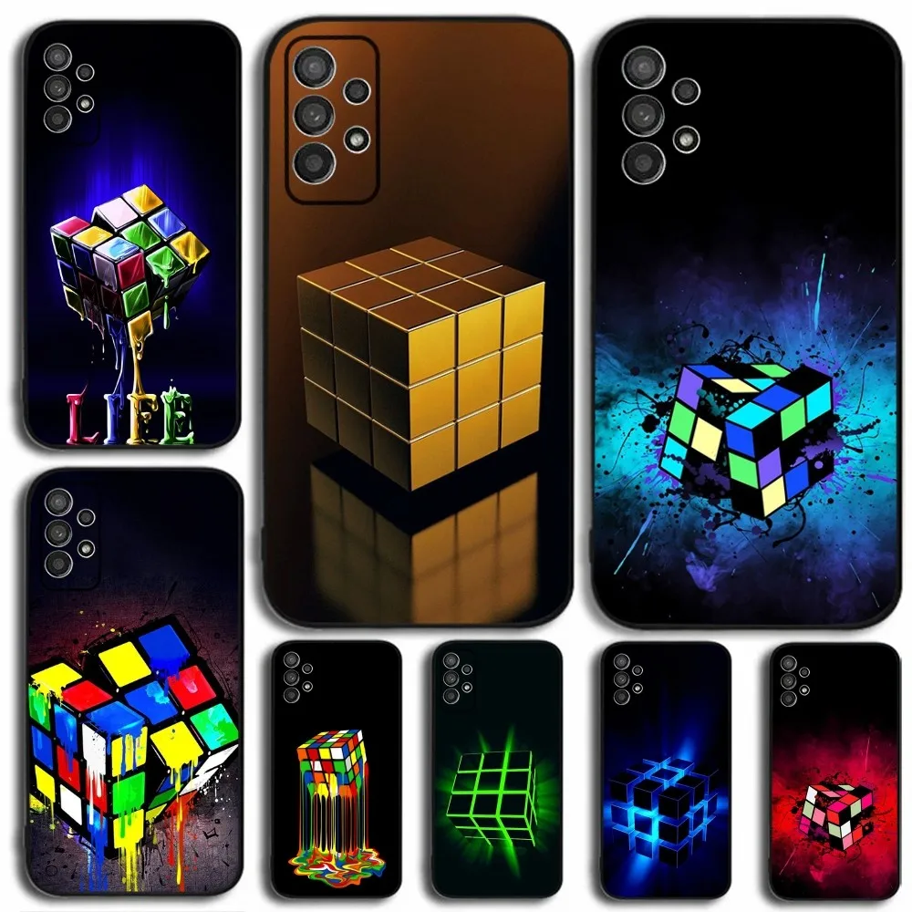 Cool Funny Rubiks Cube Phone Case For Samsung Galaxy A13,A21s,A22,A31,A32,A52,A53,A71,A80,A91 Soft Black Cover