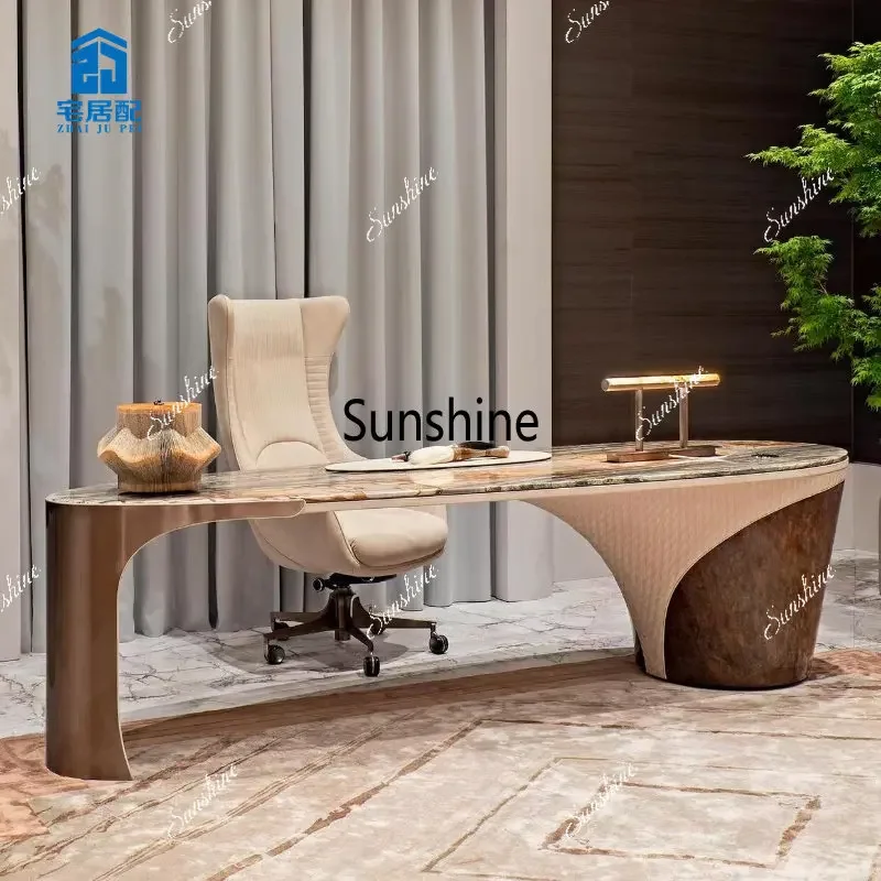 YItalian light luxury high-end villa desk home office solid wood paint