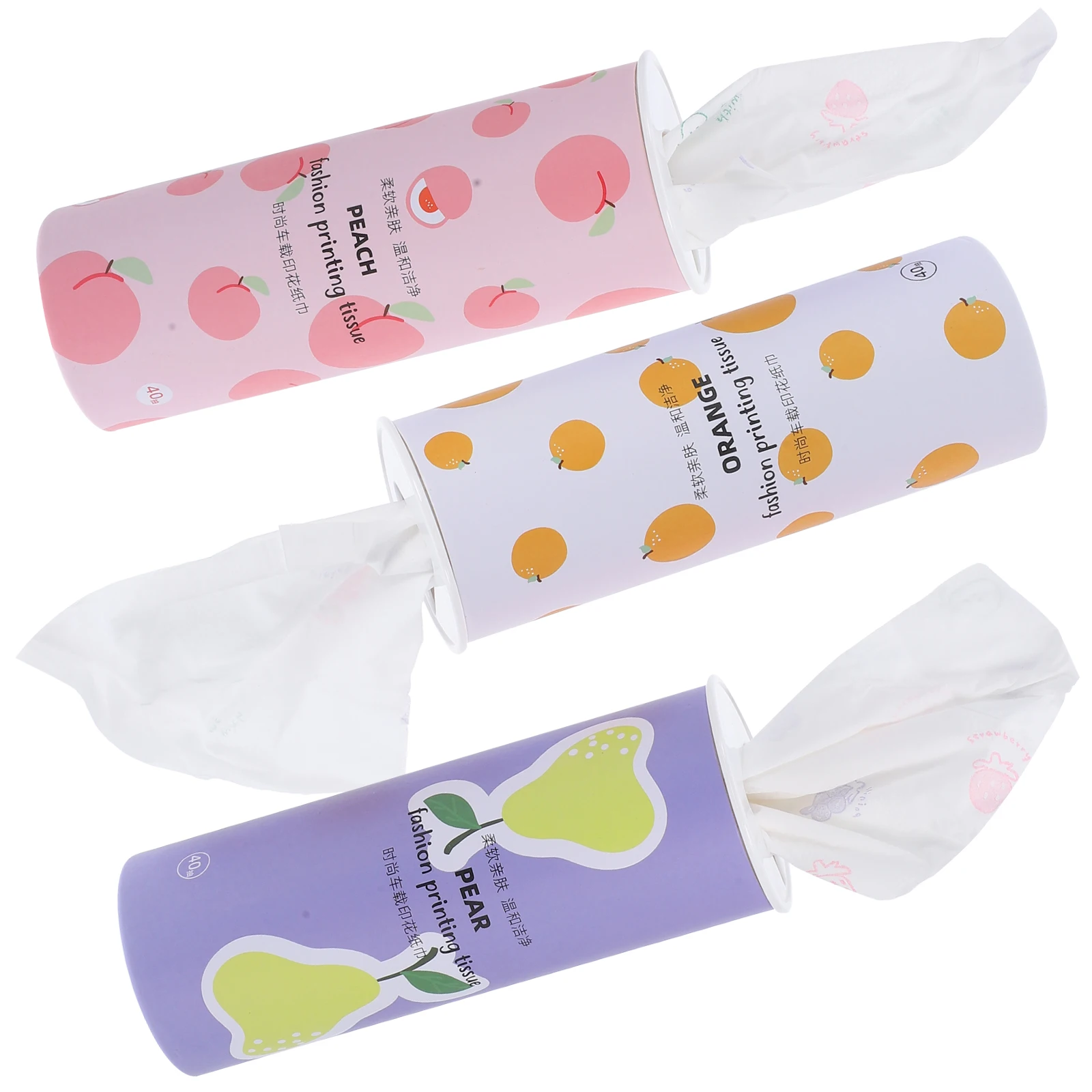 

3pcs Car Tissue Box Round Shaped Facial Holder 40 Sheets Soft Cylinder Dispenser Portable Travel Supplies