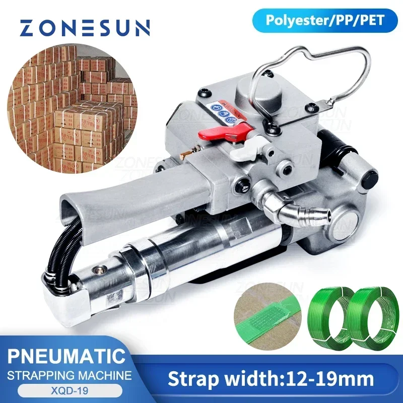 ZONESUN Portable Strapping Tool Pneumatic XQD-19/25 Tyre Pallet Belt Band Strapping Machine Sealer and Tensioner