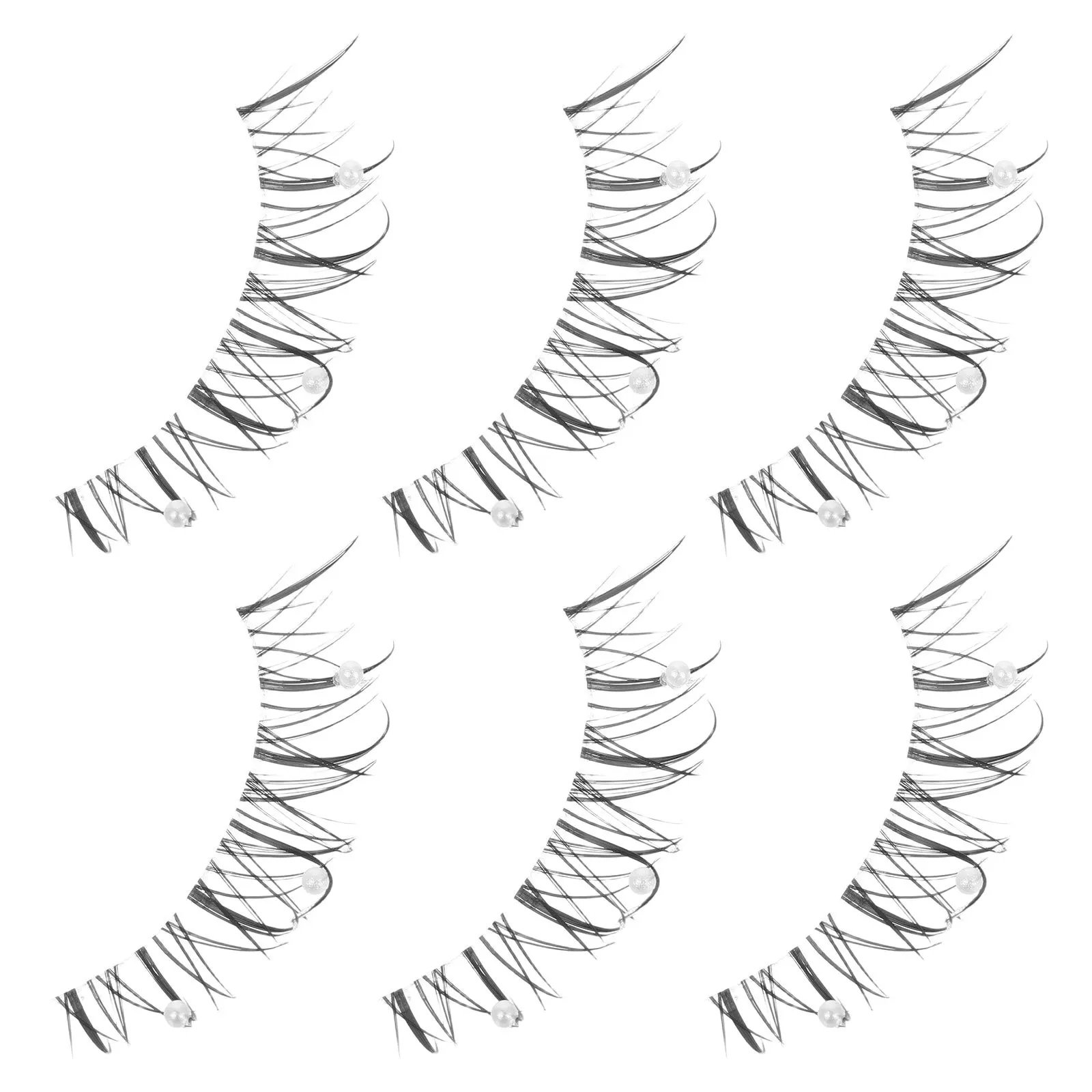 Manga Pearl Faux Eyelashes Natural Curly False Lashes Dramatic Cosplay Party Sparkly Fake Eyelashes for Women Glitter Lashes