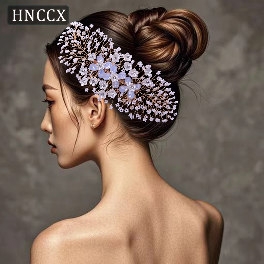 HNCCX Wedding Beaded Hair Comb Bridal Hair Accessories  Elegant Shell Flower Side Hair Comb for Women Girl Headwear CP279