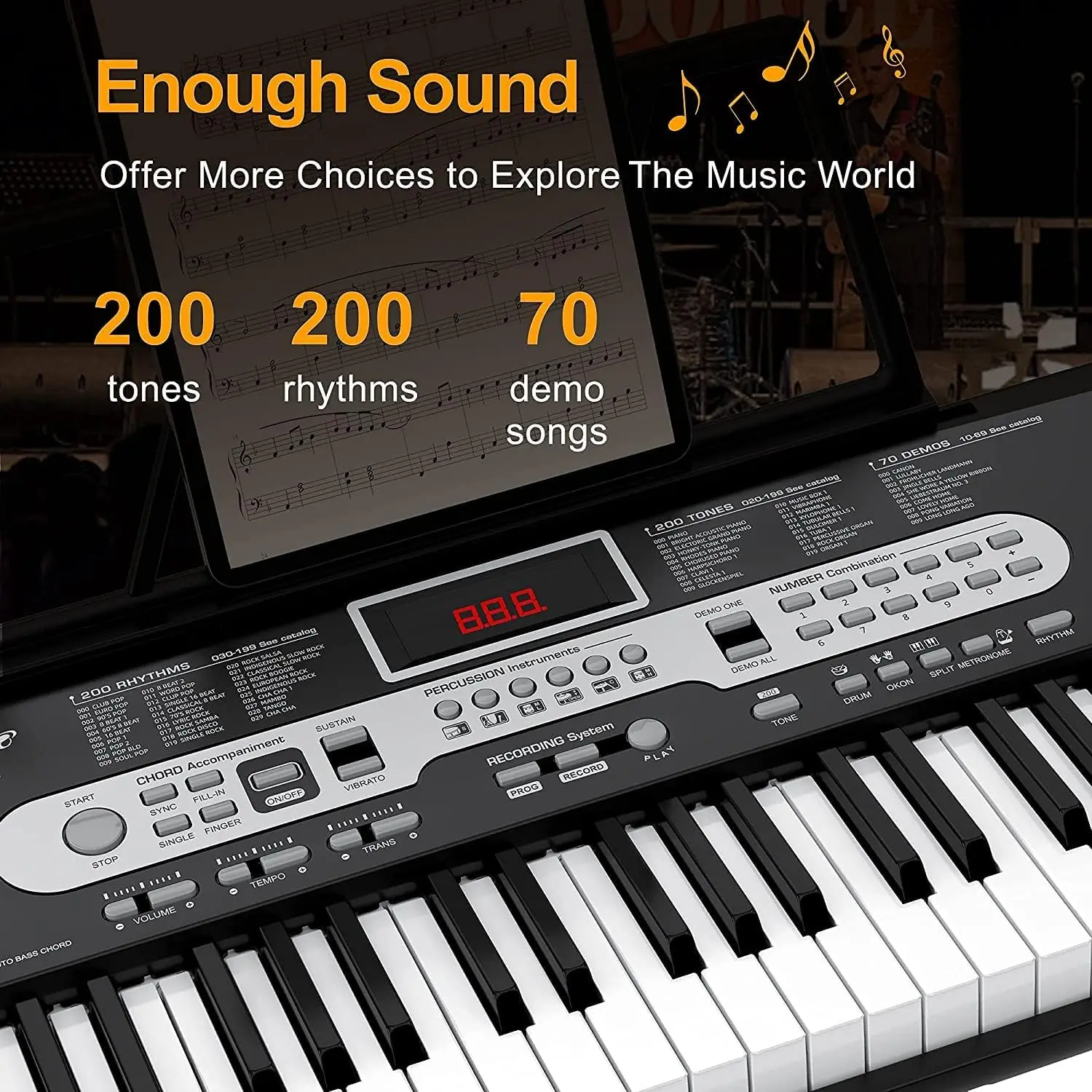 61-Key Beginner Electronic Piano Keyboard Set, Including Microphone, Headphones, Stand, Stool, and Bag