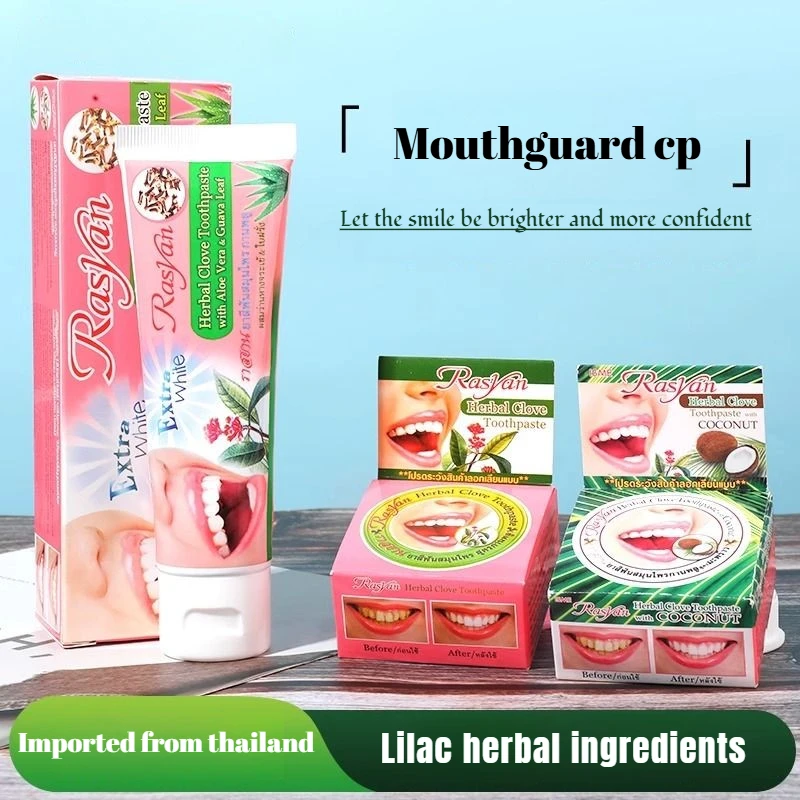 

Whitening Toothpaste Thailand Rasyan Removing Yellow\ Tartar and Bad Breath Protecting Gums Cloves Brightening Refreshing Breath