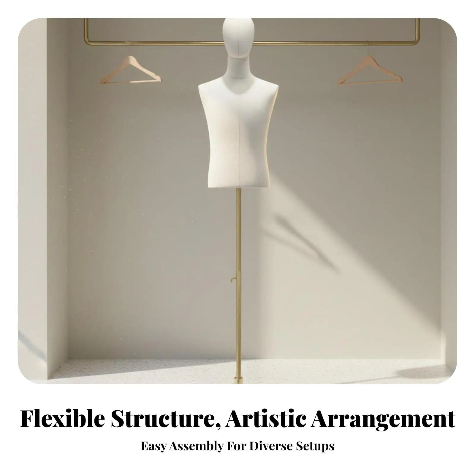 Realistic Men Mannequin for Clothing Exhibition with Wood Hands and Square Metal Base