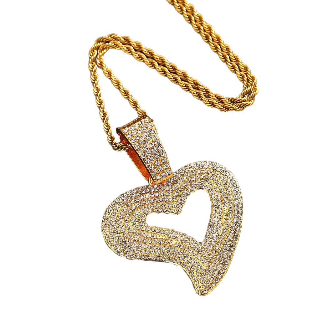 DIY accessories European and American men's and women's new big love pendant, alloy necklace, hip-hop personalized fashion rap d