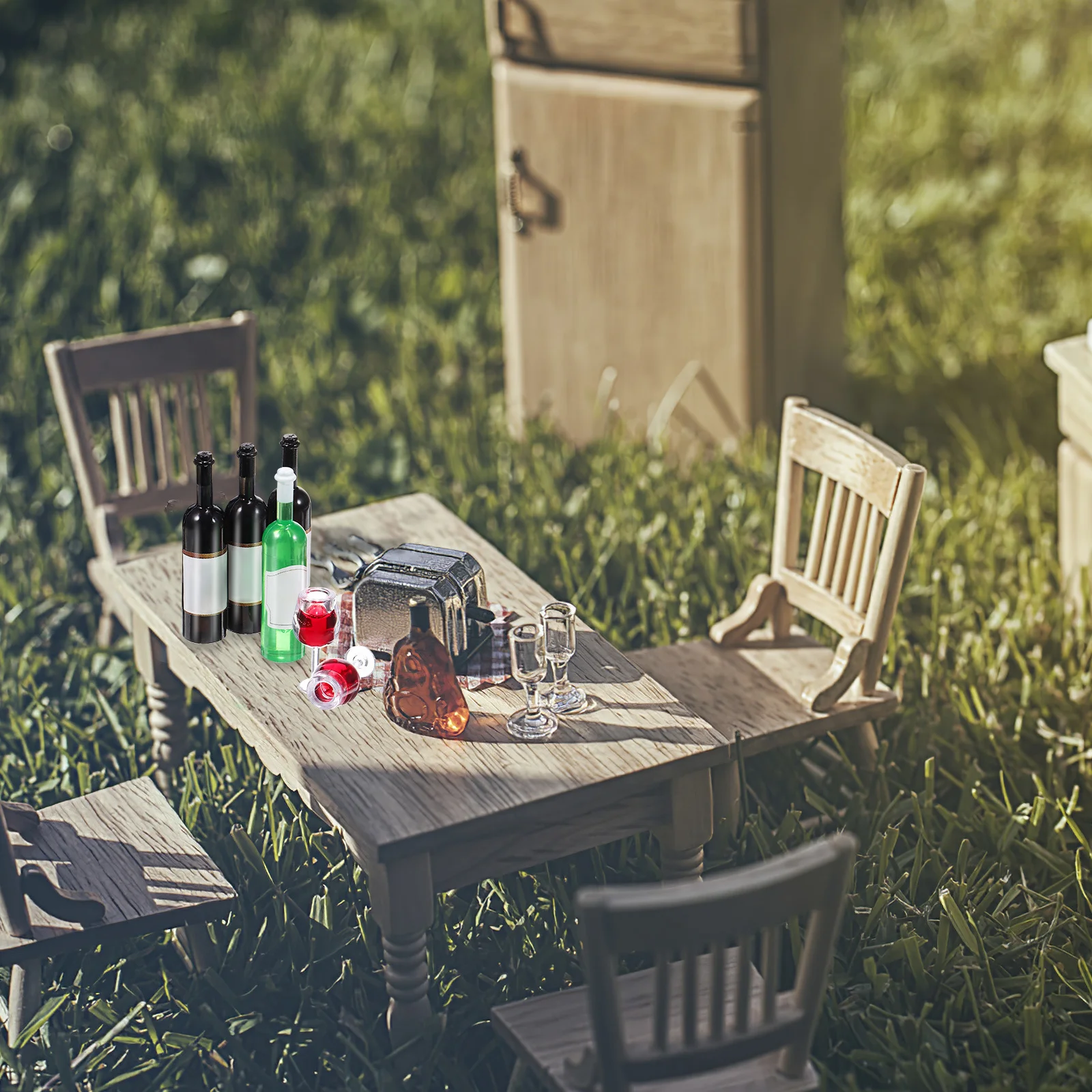 

Набор мини-аксессуаров для вина, 18 шт., входят 10 стаканов, 8 бутылок для миниатюрного домашнего декора, свадебный подарок, подарок на день рождения