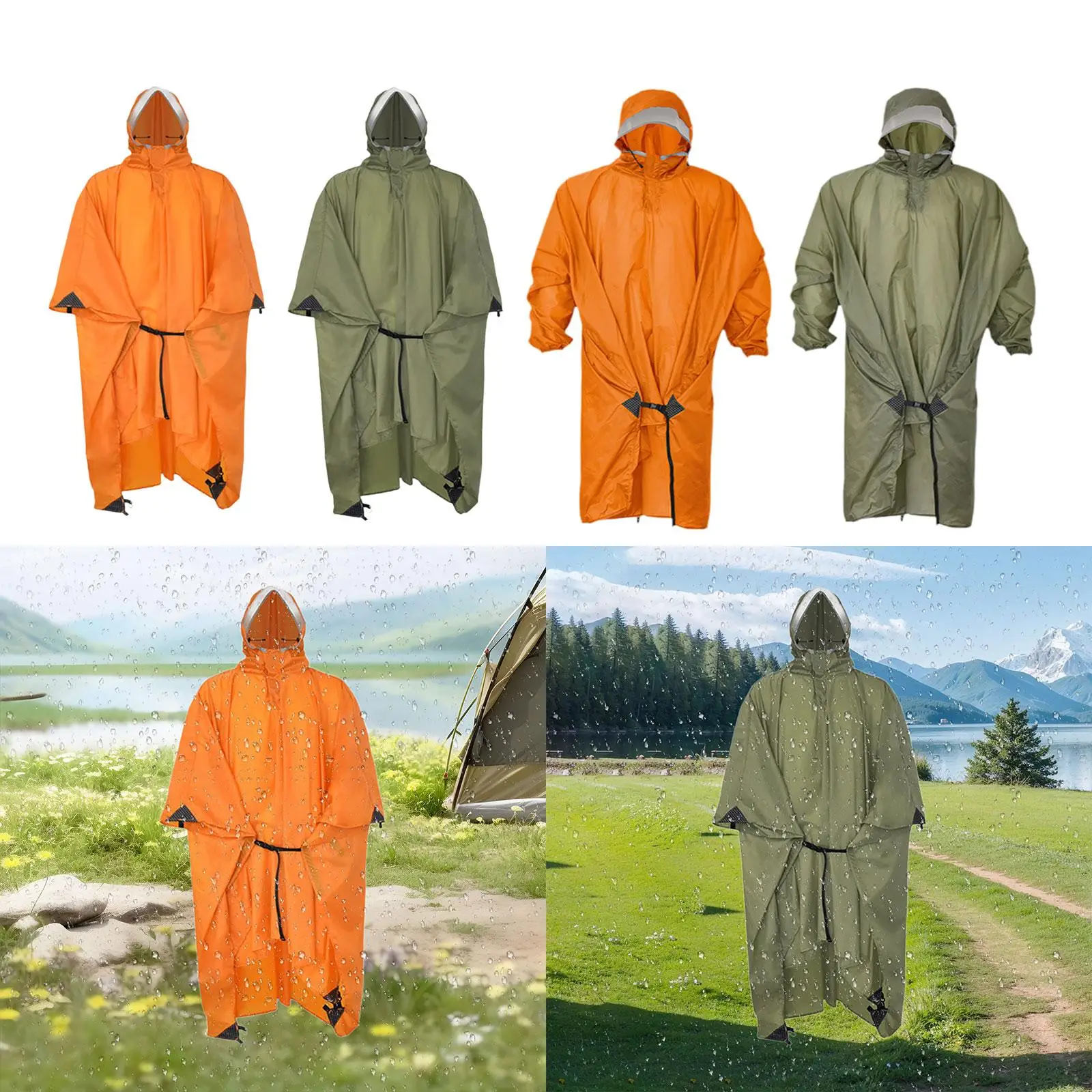 

Hooded Rain Poncho Men Women Versatile Rainwear Waterproof Raincoat for Camping Riding Sporting Event Outdoor Activities Fishing