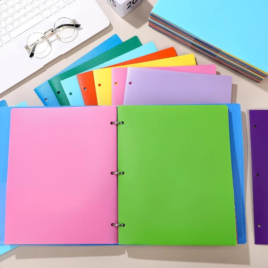 72 Pack 2 Pocket Folders with 3 Holes Punch Plastic Folder for 3 Ring Binder Heavy Duty Folders Pocket Folders for Letter Size