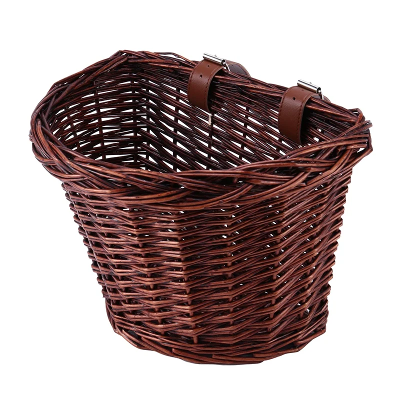 Lady And Kids Vintage Rattan Wicker Basket Bike Bicycle Handlebar Baskets Bicycle Front Basket,XL