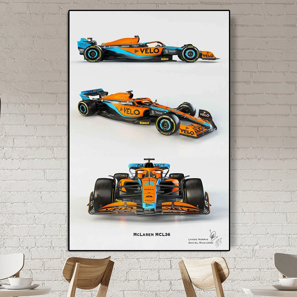 Super Formula Grand Prix MCL36 Racing Poster Racer Norris Sports Car Canvas Painting Ricciardo Supercar Wall Art Room Decor Gift