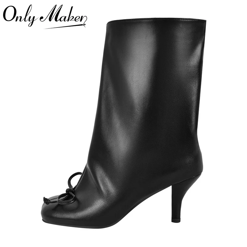 

Onlymaker Women Black Matte Kitten Heel Ankle Boots Fashion Thin Heel Female Boots