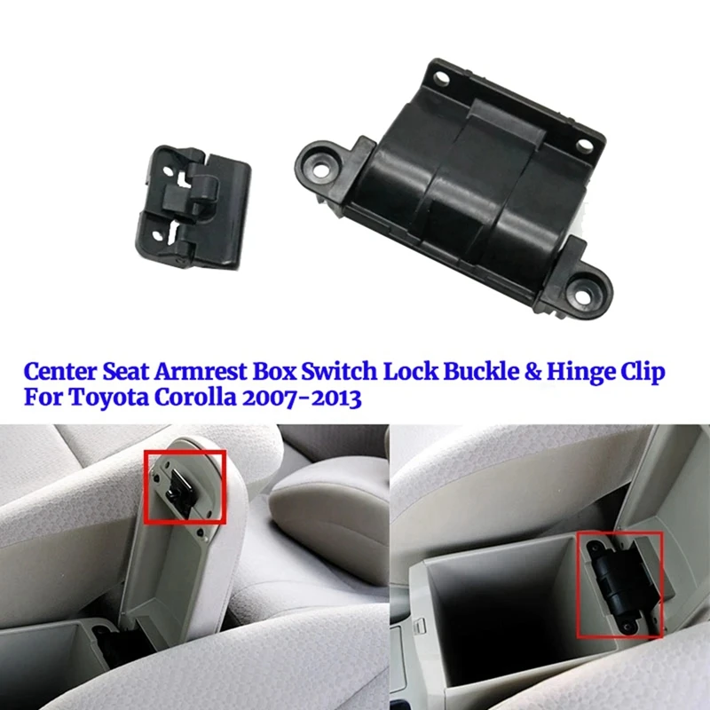 2Pcs Car Center Seat Armrest Box Storage Cover Switch Lock Buckle & Hinge Clip For Toyota Corolla 2007-2013 58907-02070 Kit