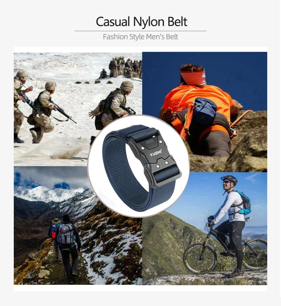 Quick Release Pluggable Metal Buckle Canvas Tactical Belt For Drilled Tough Nylon Belt For Men Durable Webbing Belts Training