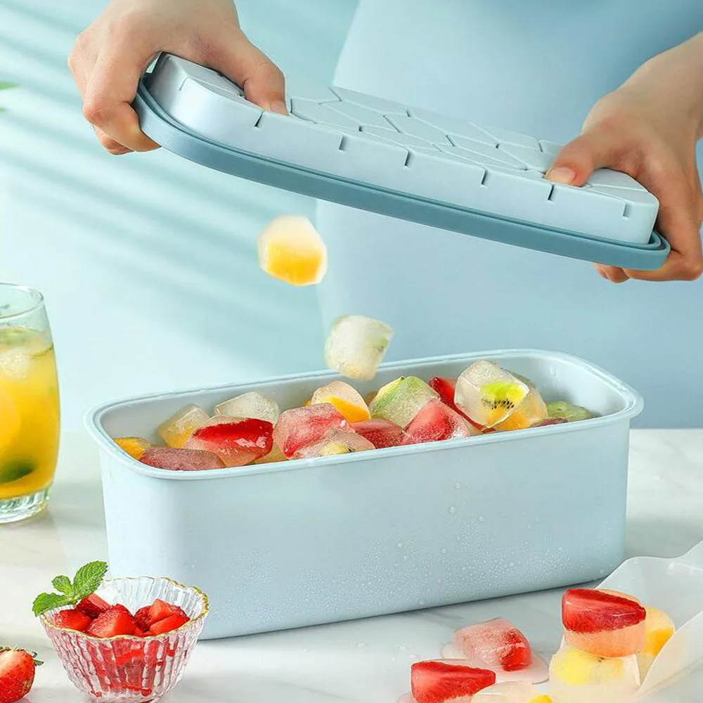 Double Layer Silicone Ice Cube Mold, Ice Tray Maker, Storage Box, Home Refrigerator, Kitchen Tool