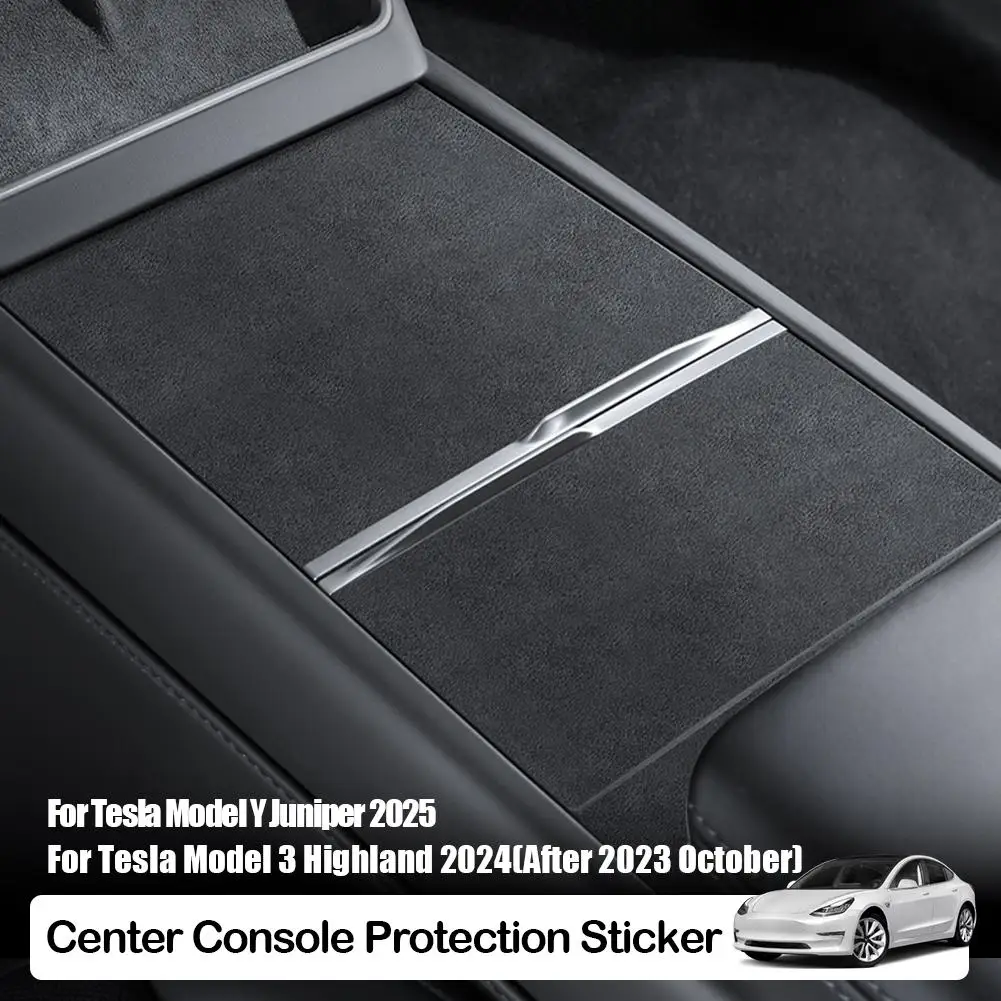 Protezione della console centrale in pelle scamosciata per Tesla Highland 2024 Pellicola adesiva per copertura del pannello centrale per Tesla Model Y Juniper 2025 G4R1