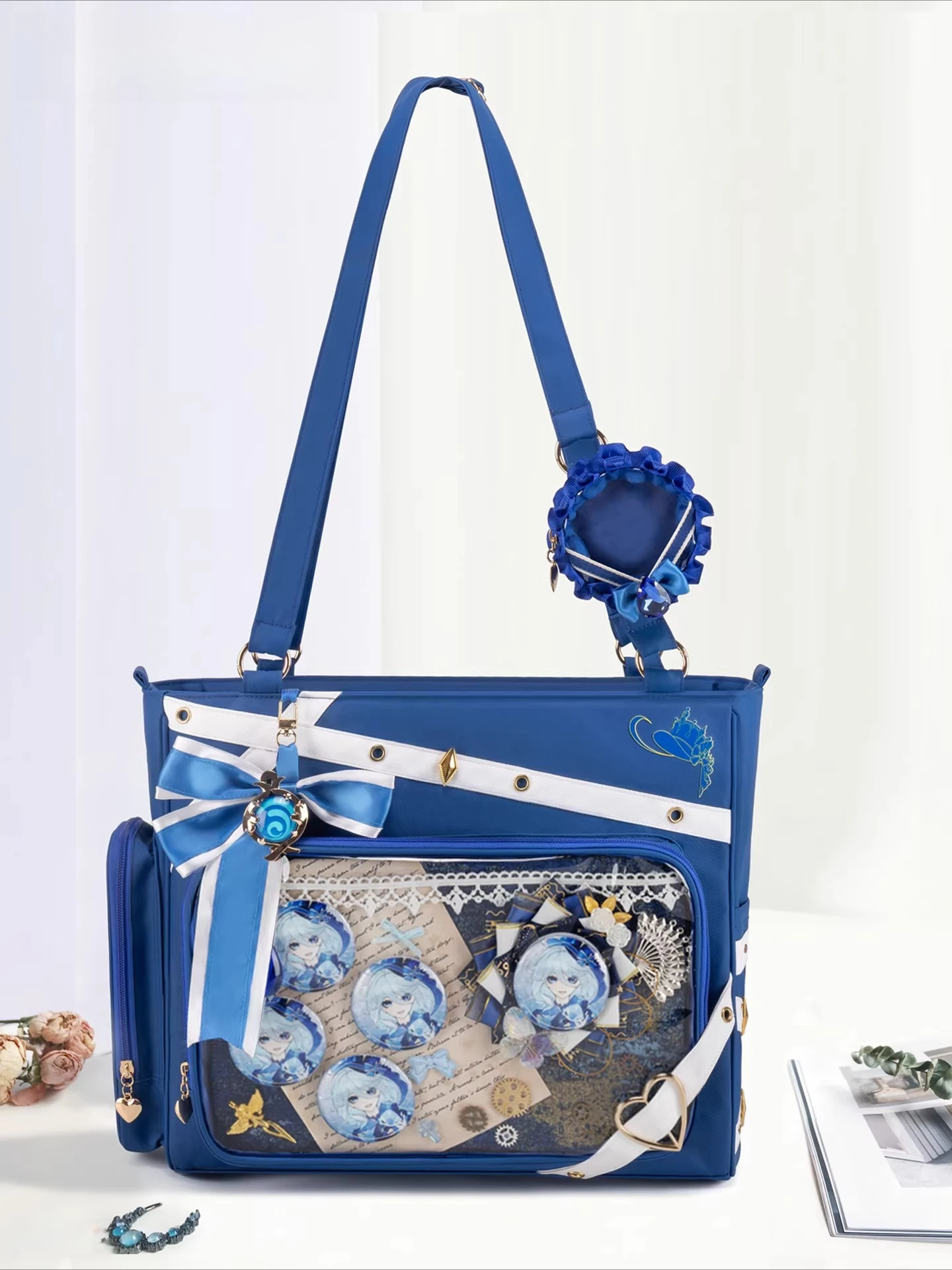 

Anime Genshin Impact Furina Itabag Blue Shoulder Bag Large Capacity Student School Bags Girl Gift