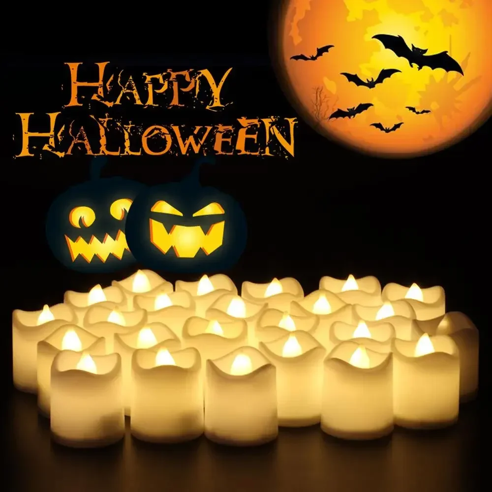 12/24Pcs Creative LED Candle Battery Powered Flameless Tea Light Lamp for For Home Wedding Party Decoration Supplies Dropship