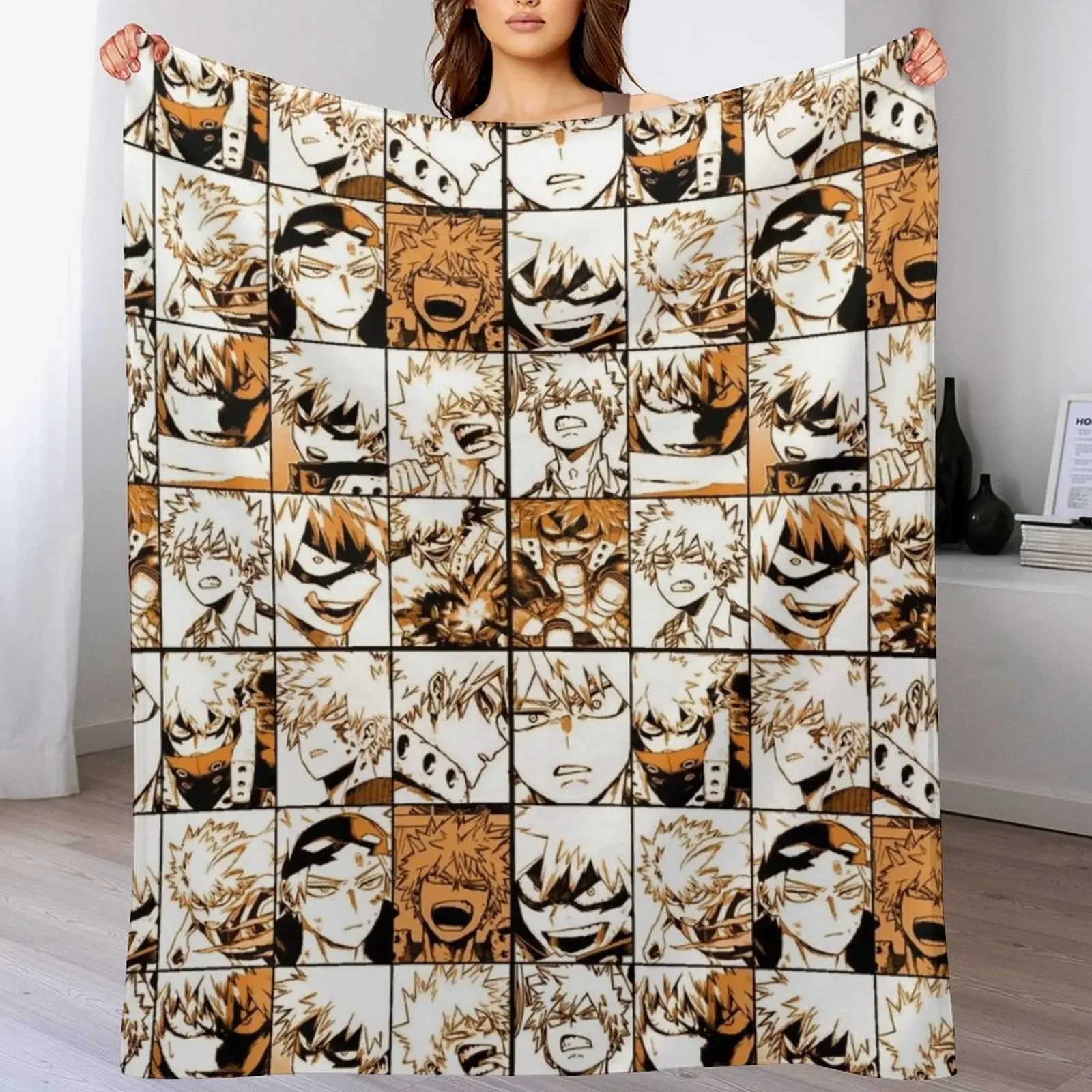 Bakugo Katsuki collage Throw Blanket Warm Napping Blanket for Office Couch Bed