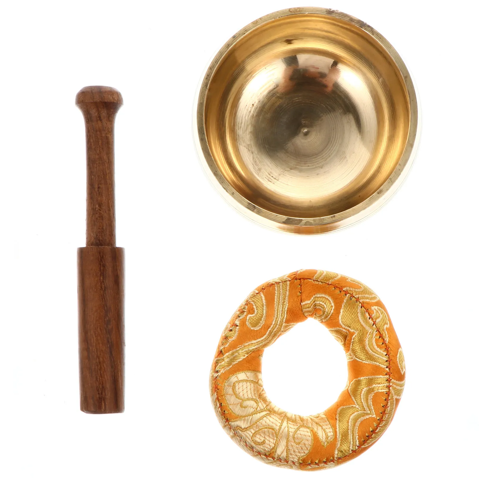 1Set Meditation Singing Bowl Tibetan Style Healing Copper Bowl Lightweight Portable for Relaxation Travel Yoga Meditation