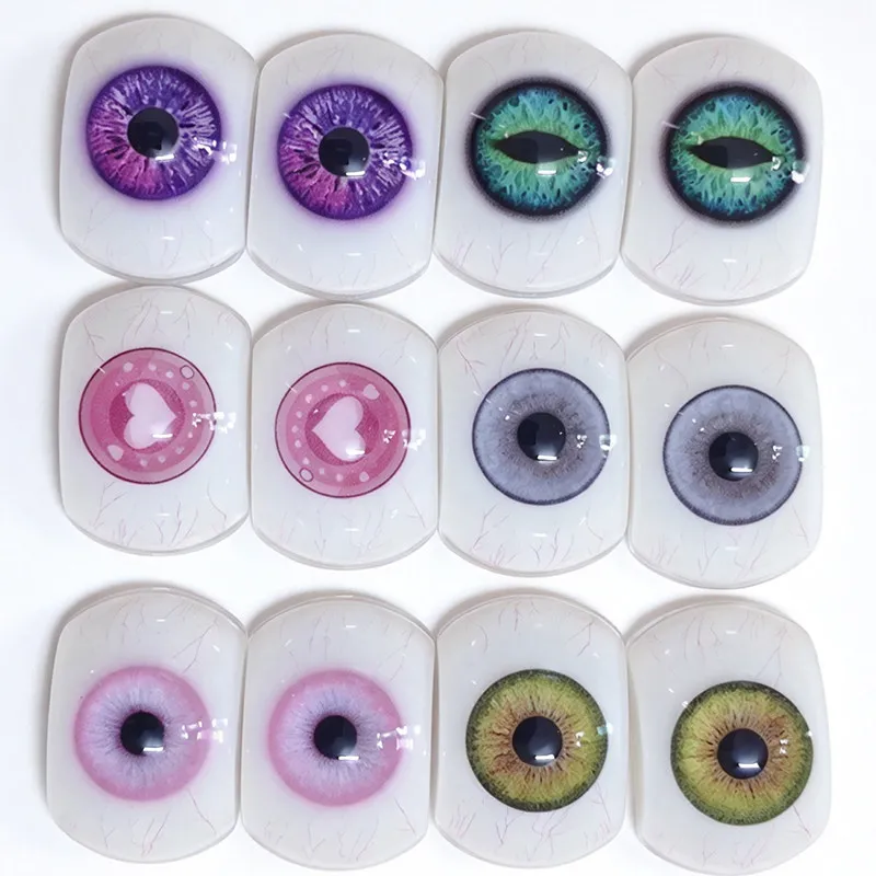 Handmade Boat‑shaped Eyeball 29mm Silicone Doll Wax Figure Simulation Bloodshot Eyes Head Carving Model Big Doll Accessories