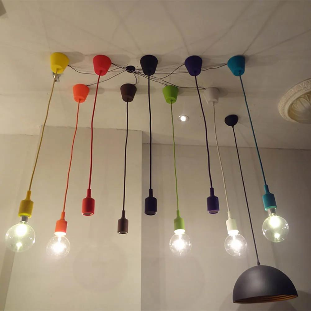 

Silicone LED Light Holder E27 Base Hanging Lamp Socket for Kitchens Dining Rooms Living Rooms Corridor Bars Restaurants Black