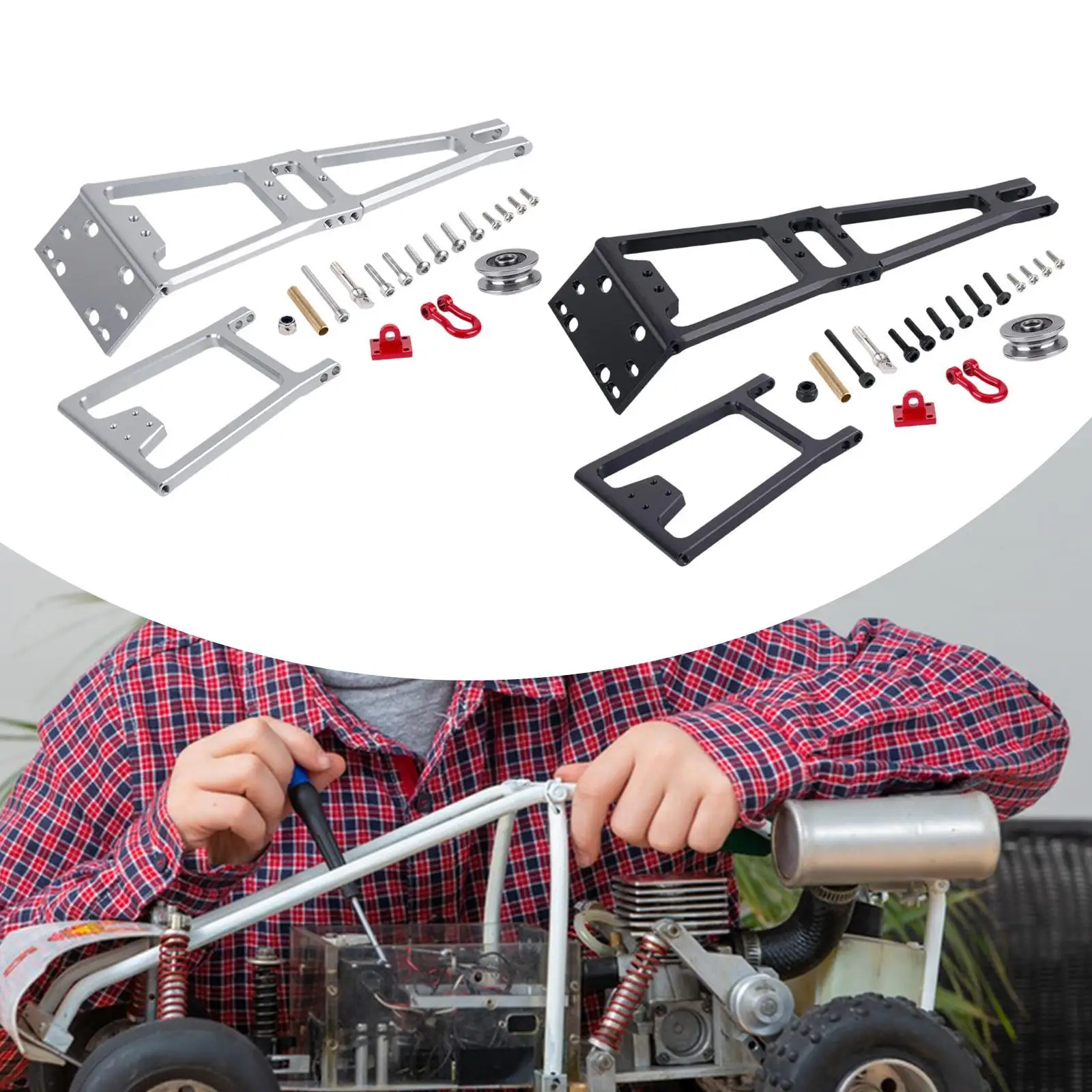 

1/10 RC грузовик, рычаг фаркопа, деталь «сделай сам», алюминиевый сплав, двойной стент, прочные, высокая надежность, запасные части, замена радиоуправляемых аксессуаров