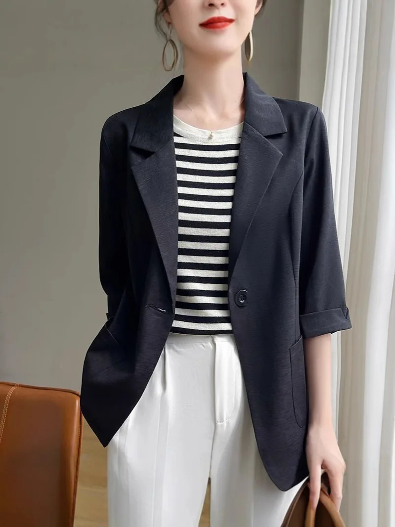 Vêtements populaires coréens Style vieil argent femme Blazer noir dame manteau froncé café marine velours cadeau simple boutonnage gris jeunesse