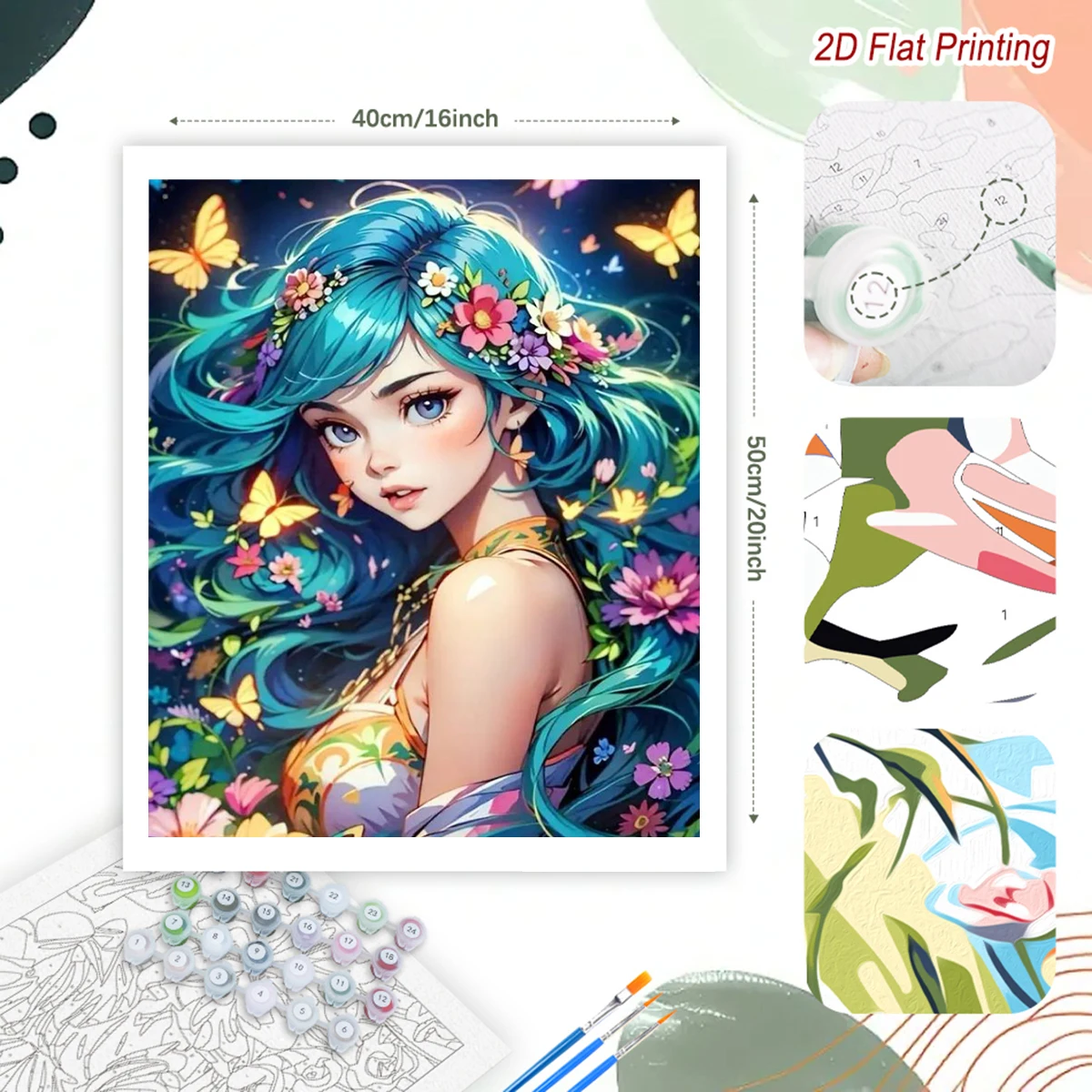 RUOPOTY 数字で描く絵画 大人向けクラフト 緑髪の少女 - Unique Art Craft のレビューと価格