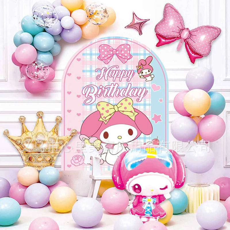 Children\'s Birthday Scene Decoration Balloon Set Mymelody Theme Birthday Party Background Wall Poster