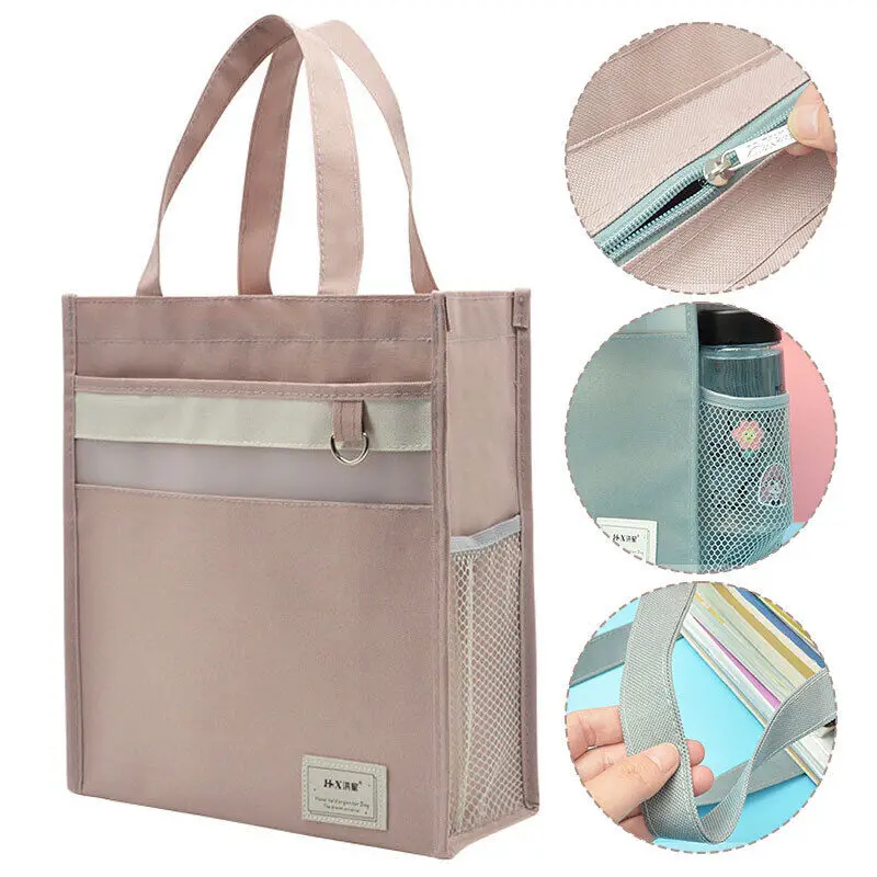 Art Handheld File Bag Student Book Bags Document Bag Canvas Carrying Case Durable Portable Art Organizers Bags with Pocket