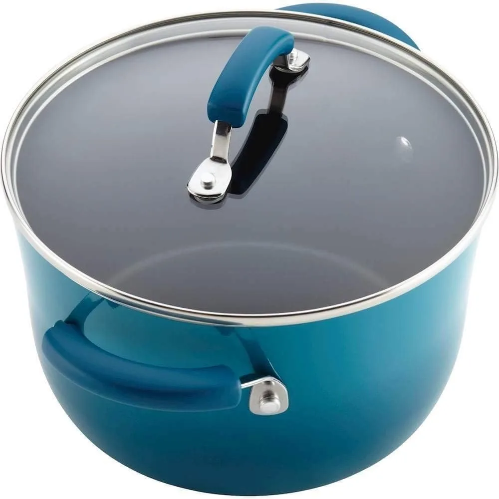 Brights Nonstick Cookware Set / Pots and Pans Set - 14 Piece, Marine Blue