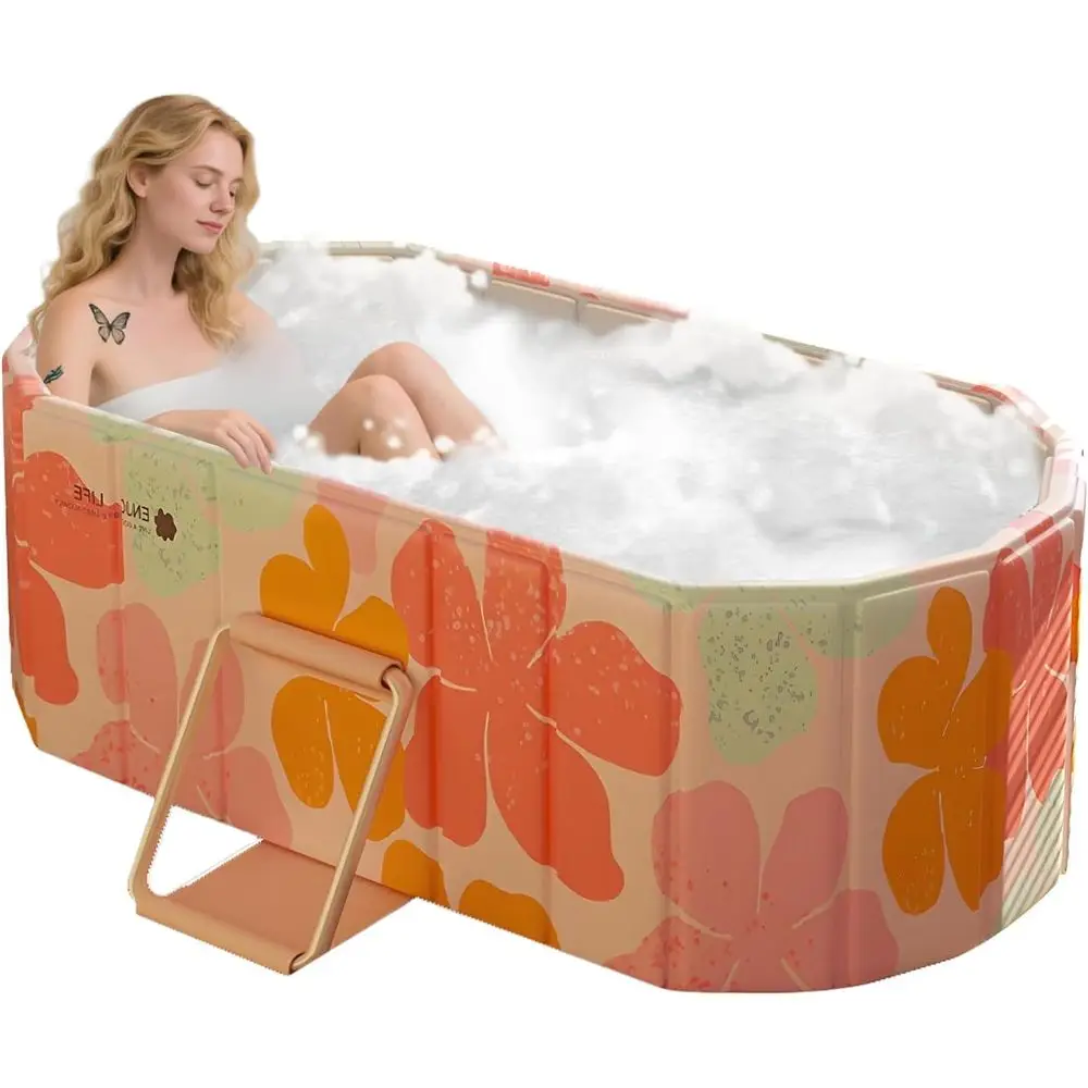 

XXL Oval Portable Ice Bath Tub for Athletes and Adults, Pink Spa Shower Stall, 59x22x19