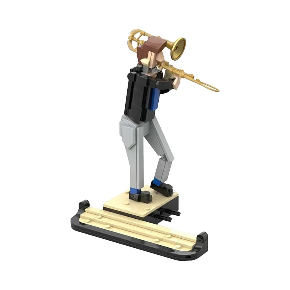 Gobricks MOC Ideas Jazz Quartet Addition Bricks Model Trombone Player Jazz Quartet Building Blocks Educational Toys Gifts