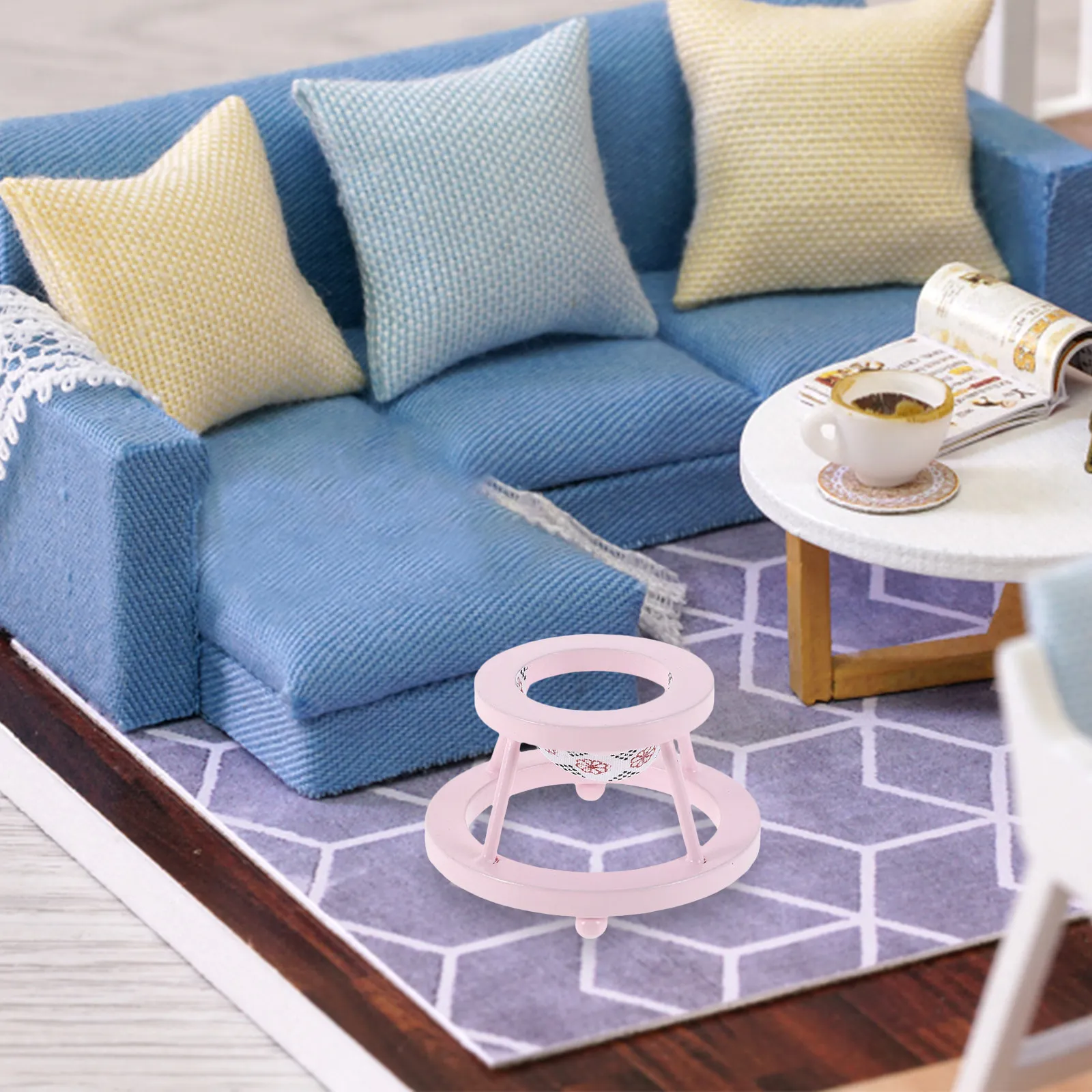 

Миниатюрная деревянная каталка-ходунки для малышей - Аутентичная мебель для кукольного домика, игровой набор для детской комнаты и сцен для творческих историй