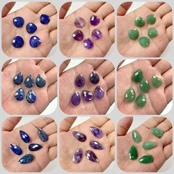 Faceted Water Drop Shape Stone Pendant Natural Stone Amethysts Aventurines Lapis Lazuli Charm For Jewelry Making DIY Neckalces