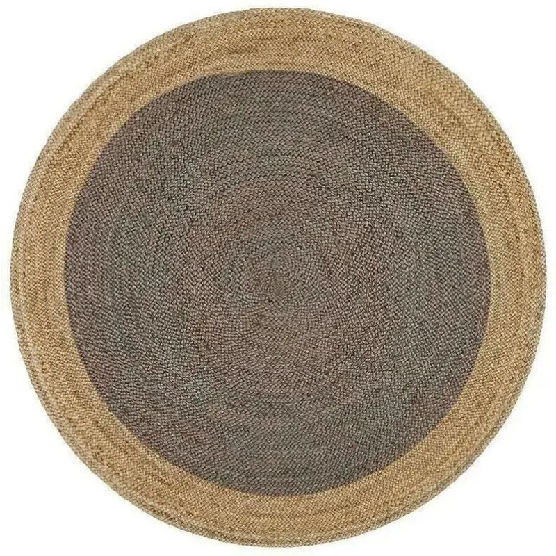 

Rug 100% Braided Natural Jute Round Area Rug Farmhouse Rustic Look Floor Carpet